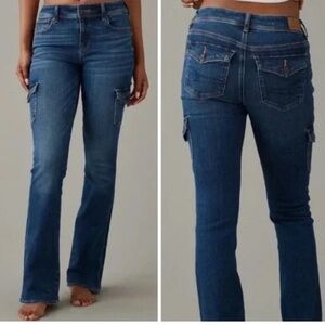 🎄🎁GIFT IDEA!🔥🛍️ NWT American Eagle Kick Boot Jeans Cargo Pockets🛍️🔥